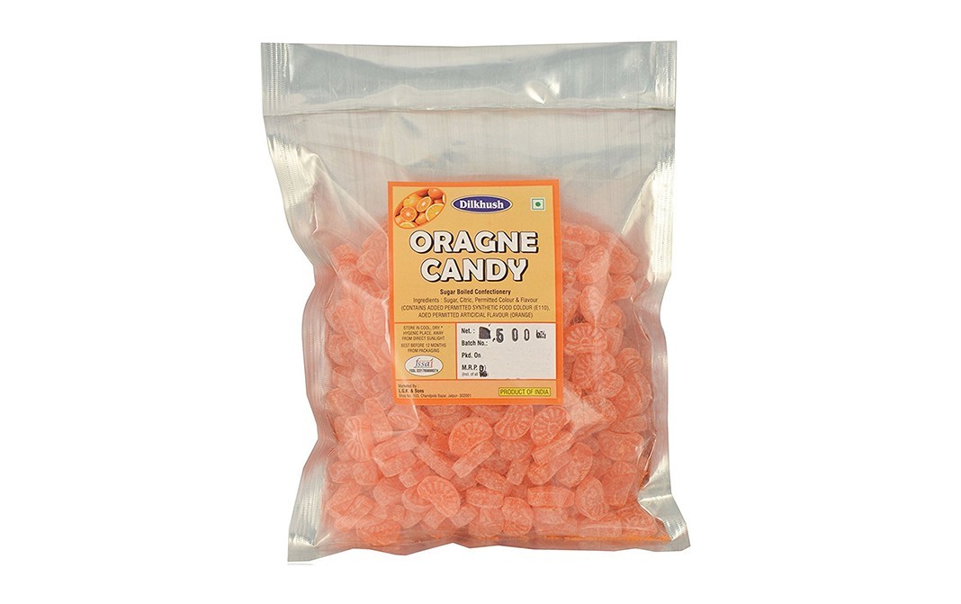 Dilkhush Oragne Candy    Pack  500 grams